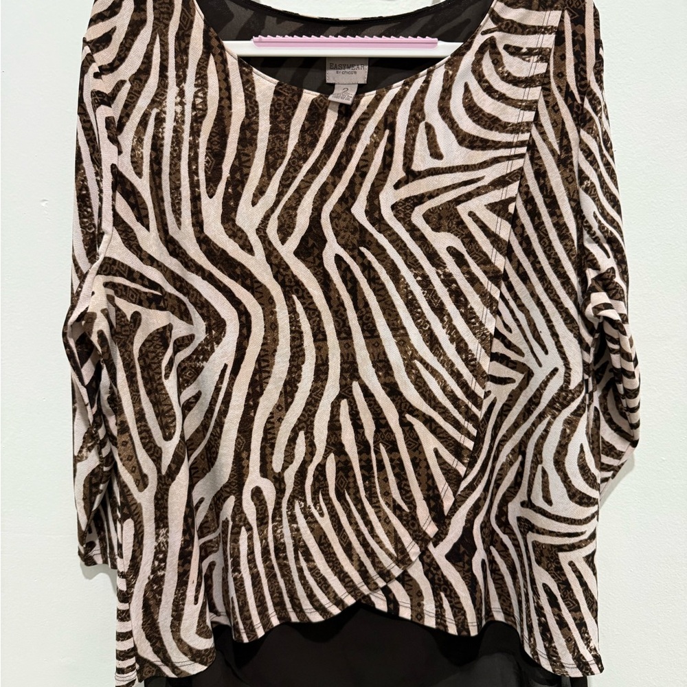 Chico's Brown and White Zebra Pattern Blouse
